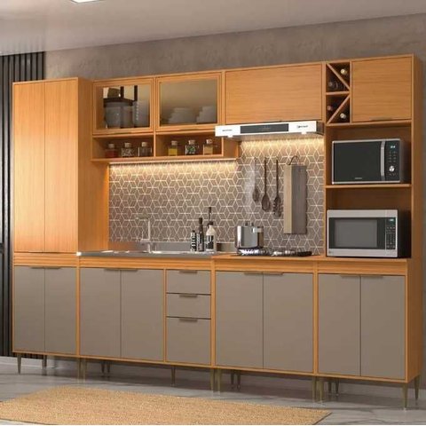 Cozinha 6 Peças C/ Portas Embutidas, Módulos Versáteis P/ Montagem em Diferentes Paredes, Otimizando