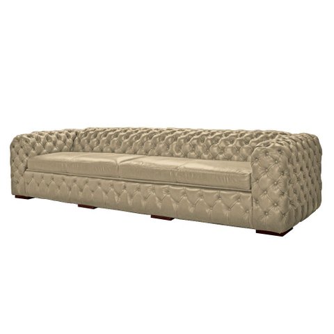 Sofá Decorativo Sala de Estar Duquesa 4 Lugares 240cm Couro Bege - Mozzelar