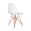 Ver imagem 3 de Conjunto De Mesa Eames Clips De Ferro Cobre Tampo Preto 135x75 6 Cadeiras Cobre Assento Branca