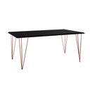 Ver imagem 2 de Conjunto De Mesa Eames Clips De Ferro Cobre Tampo Preto 135x75 6 Cadeiras Cobre Assento Branca