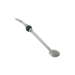 Bomba de Chimarrão Tramontina Ilex em Aço Inox com Rosca e Pedra Ágata Verde 25 Cm Tramontina