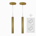 Ver imagem 2 de Kit 2 Pendente Tubo Palito 30cm - Ouro + Lampada Led 4w