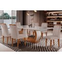 Ver imagem 1 de Sala de Jantar Completa Jade Tampo Madeirado C/ Vidro Curvo 180x90 e 6 Cadeiras Amsterdã Capuccino/