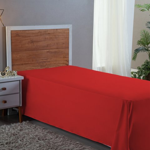 Lençol 400 Fios Solteiro sem Elástico Virol Hotel Pousada Tecido Acetinado:vermelho