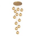 Ver imagem 3 de Pendente Moderno Glass 60cm 12 Vidros Âmbar 20cm C Lâmp. LED