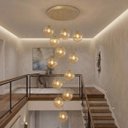 Ver imagem 2 de Pendente Moderno Glass 60cm 12 Vidros Âmbar 20cm C Lâmp. LED