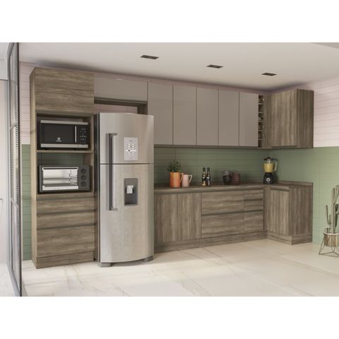 Cozinha Modulada Completa 8 Peças 11 Portas com Torre Quente e Porta de Vidro Maxxi
