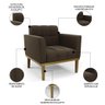 Sofá Namoradeira e 2 Poltronas Base Madeira Castanho Ana Suede Marrom - 10