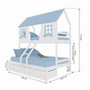 Ver imagem 3 de Beliche Casal/ Solteiro Casinha Dos Sonhos com 02 Gavetas Madeira Maciça Branco/ Azul Housin
