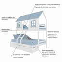 Ver imagem 4 de Beliche Casal/ Solteiro Casinha Dos Sonhos com 02 Gavetas Madeira Maciça Branco/ Azul Housin