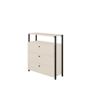 Cômoda Metalic Off White/preto 3 Gavetas - Móveis Estrela