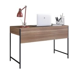 Mesa de Escritório Escrivaninha para Computador Home Office Aço 1 Gaveta Marrom Madeira e Preto - 4
