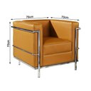 Ver imagem 2 de Poltrona Le Corbusier Cromado em Couro Natural Caramelo Cor Amarelo