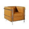 Poltrona Le Corbusier Cromado em Couro Natural Caramelo Cor Amarelo - 1