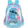 Mochila Escolar de Costas Infantil Stitch Peluciada Disney Azul - 1