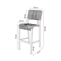 Banqueta com Encosto Corda Sintética Ibiza Aluminum Decor - 3