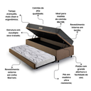 Ver imagem 5 de Bicama Box Baú Solteiro com Colchão Dual Firm Ecoflex Linho Marrom 88x188