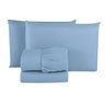 Jogo de Lençol Casal Queen com Elástico Microfibra Premium 03 Peças Jogo de Cama Box 30cm Altura:azu - 1