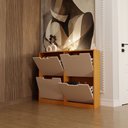 Ver imagem 4 de Sapateira Milano 4 Portas para 16 Pares de Sapato Creme/freijó - Panorama Móveis