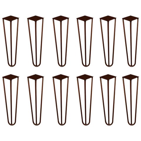 Kit 12 Pés de Metal 30 CM Hairpin Legs Mesa de Canto Rack e Puffs Bronze