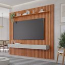 Ver imagem 6 de Painel Ripado para TV até 84 Polegadas 100% MDF 230CMX220CM Marrom Cinamomo/Off White