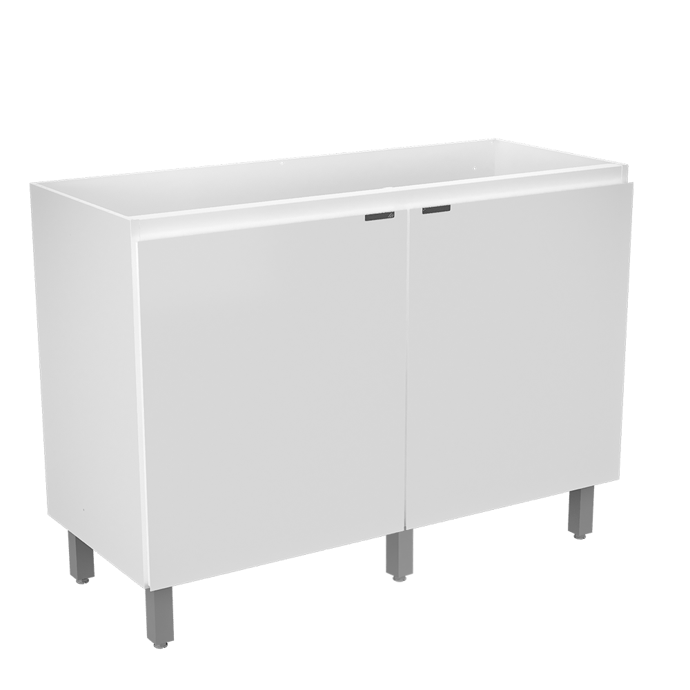 Balcão de Cozinha sem Tampo em Aço Quadria 2 Portas 120cm - Metalli Móveis Branco Ártico