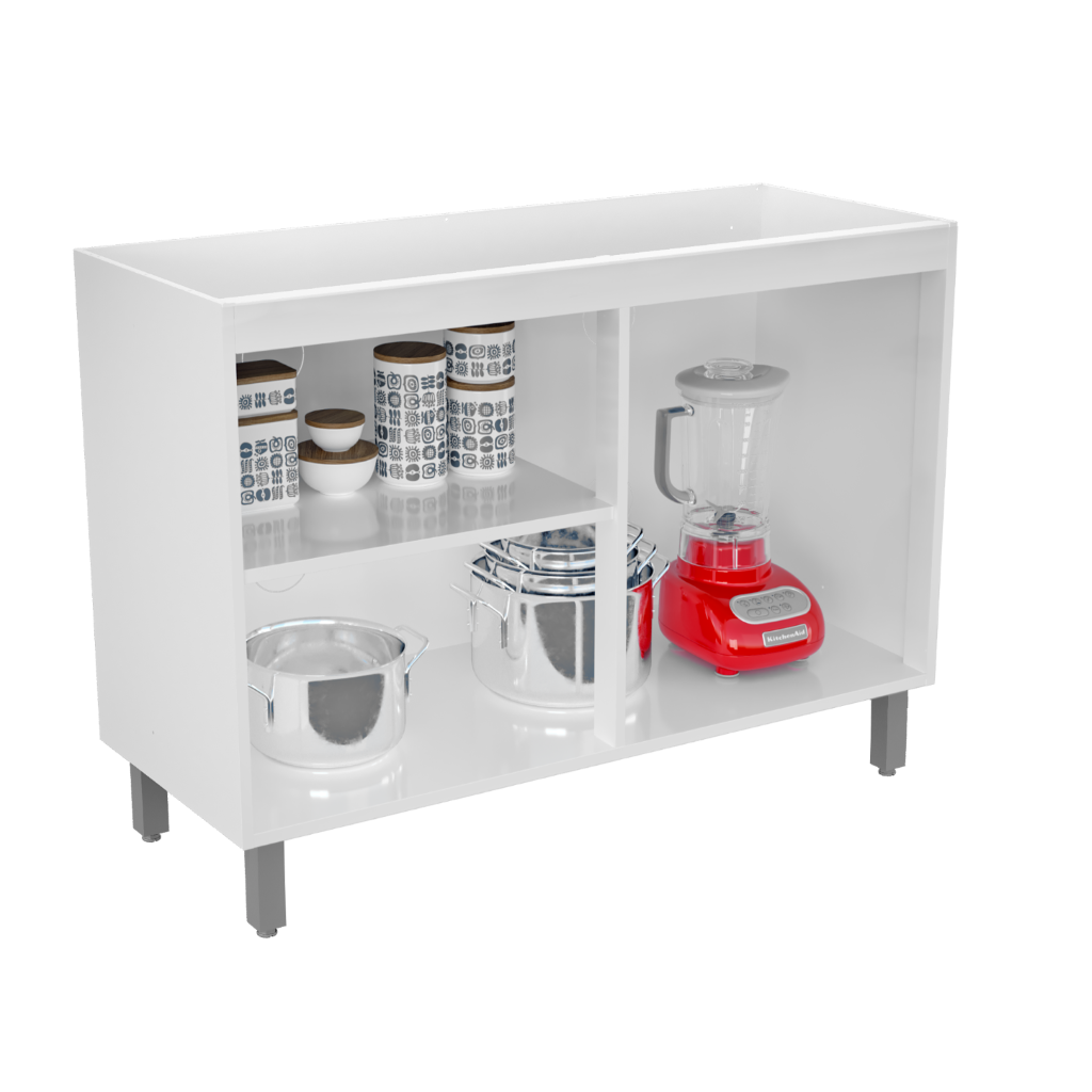 Balcão de Cozinha sem Tampo em Aço Quadria 2 Portas 120cm - Metalli Móveis Branco Ártico - 3