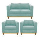 Ver imagem 1 de Kit Sofá 2 Lugares e 2 Poltronas Europa Suede ADJ Decor - Azul Tiffany