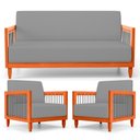 Ver imagem 1 de Kit 02 Poltronas e 01 Sofá Samoa Madeira Maciça com Cordas Náutica Linho Cinza - Desk Design