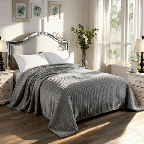 Manta Cobertor Casal Corttex Luster Canelada 180x220cm Microfibra Antialérgico Super Macio Premium