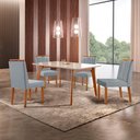 Ver imagem 1 de Conjunto Sala de Jantar Mesa Paris Madeira Maciça 140x80cm Tampo Retângular Vidro Off White com 4 Ca