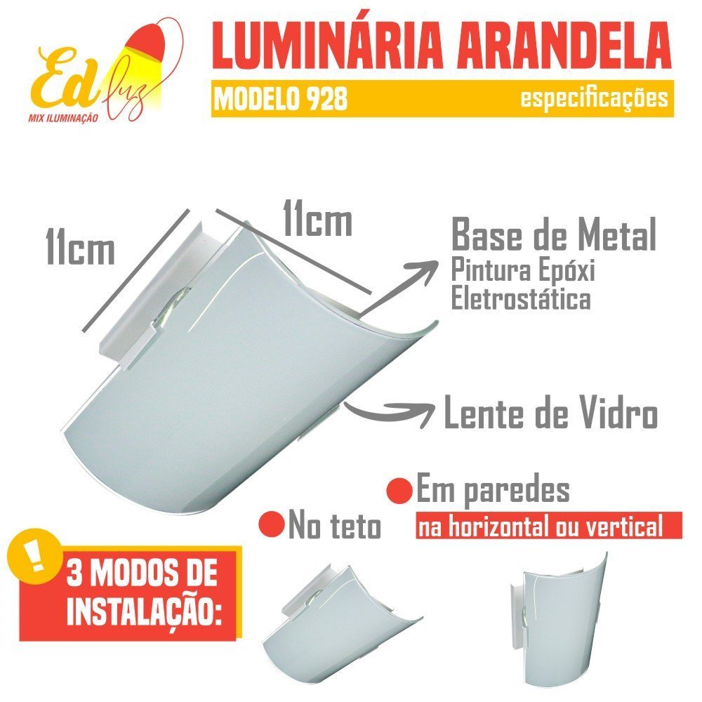 Arandela Luminária Calha de Vidros para Parede Teto - 3