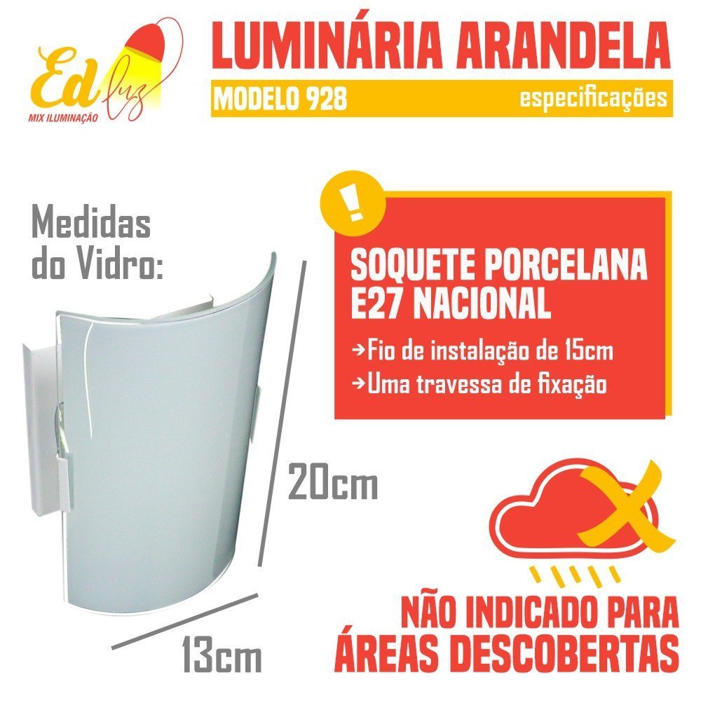 Arandela Luminária Calha de Vidros para Parede Teto - 4