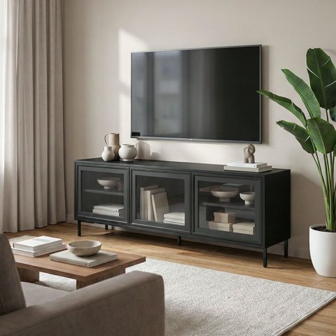 Rack Tv 3 Portas de Vidro 135cm Refresh Brv Móveis
