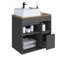 Ver imagem 4 de Balcão Gabinete de Banheiro com Cuba 1 Porta 1 Gaveta Suspenso 60cm Multimóveis Crart-BAL008 Grafite