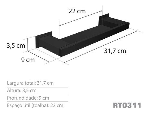 Porta Shampoo Inox Preto Fosco - Kromus Rt0311b - 3