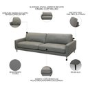 Ver imagem 3 de Sofá 3 Lugares para Sala 240cm Alicie L08 Couro Cinza Claro - Mpozenato