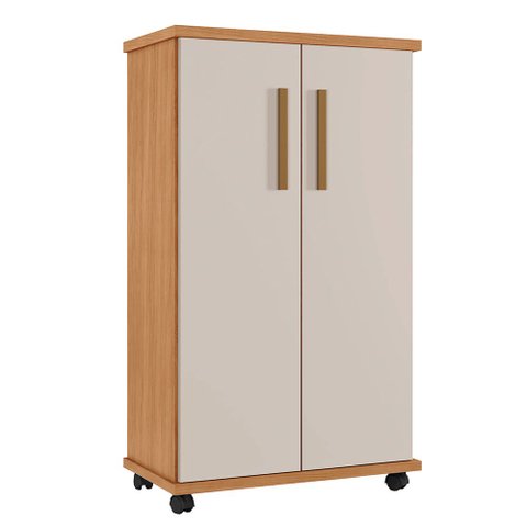 Armário Multiuso 2 Portas 4 Prateleiras Berlim Arte Móveis Cinamomo/Off White