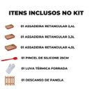 Ver imagem 2 de Jogo de Assadeira Alta Retangular 03 Peças Antiaderentes + Luva Térmica + Pincel Vermelho + Descanso