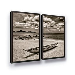 Quadro com Moldura Decorativo Praia Barco Sala Quarto - 1