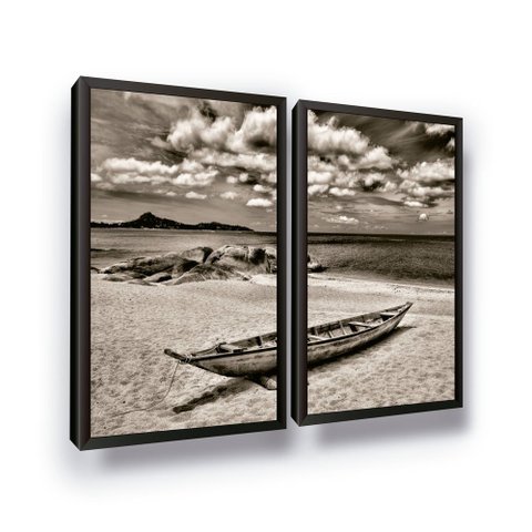 Quadro com Moldura Decorativo Praia Barco Sala Quarto