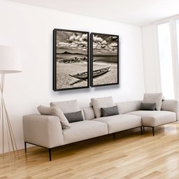 Quadro com Moldura Decorativo Praia Barco Sala Quarto - 2