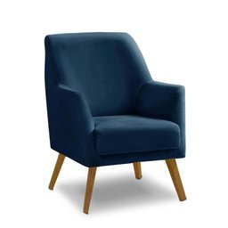 Poltrona Decorativa Retrô Recepção Magali Lisa Veludo Azul Marinho Lansofbr - 1
