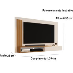 Painel até 55 Polegadas com Porta Matheus Cor Off White / Nature - Comprar Moveis em Casa - 2