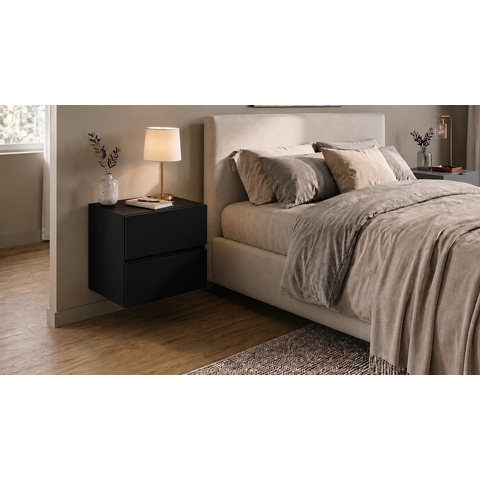 Mesa de Cabeceira Eros 45cm Preto Suspenso