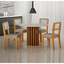 Ver imagem 1 de Mesa Redonda Mdf com Vidro 1,08m 4 Cadeiras Flora Leifer