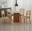Ver imagem 1 de Mesa Redonda Mdf com Vidro 1,08m 4 Cadeiras Flora Leifer
