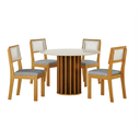 Ver imagem 2 de Mesa Redonda Mdf com Vidro 1,08m 4 Cadeiras Flora Leifer