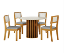 Ver imagem 2 de Mesa Redonda Mdf com Vidro 1,08m 4 Cadeiras Flora Leifer
