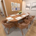 Ver imagem 1 de Conjunto Mesa Toscana 8 Lugares Tampo em MDF com Cadeiras Califórnia Corano Marrom Mescla 250x108cm